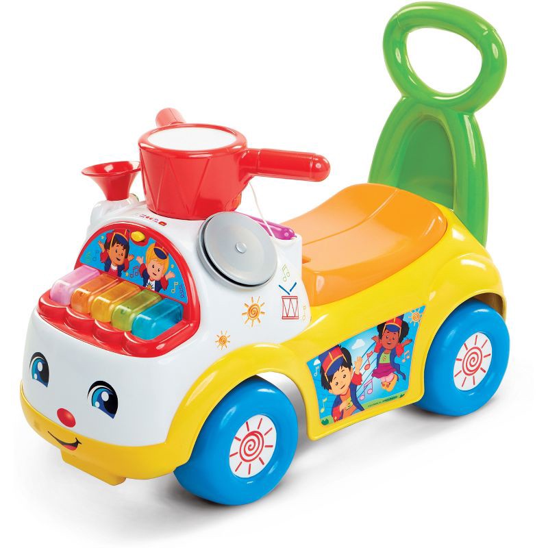 slide 2 of 8, Fisher-Price Little People Music Parade Ride-On with Lights, Sounds, Storage and Walking Bar - Yellow, 1 ct