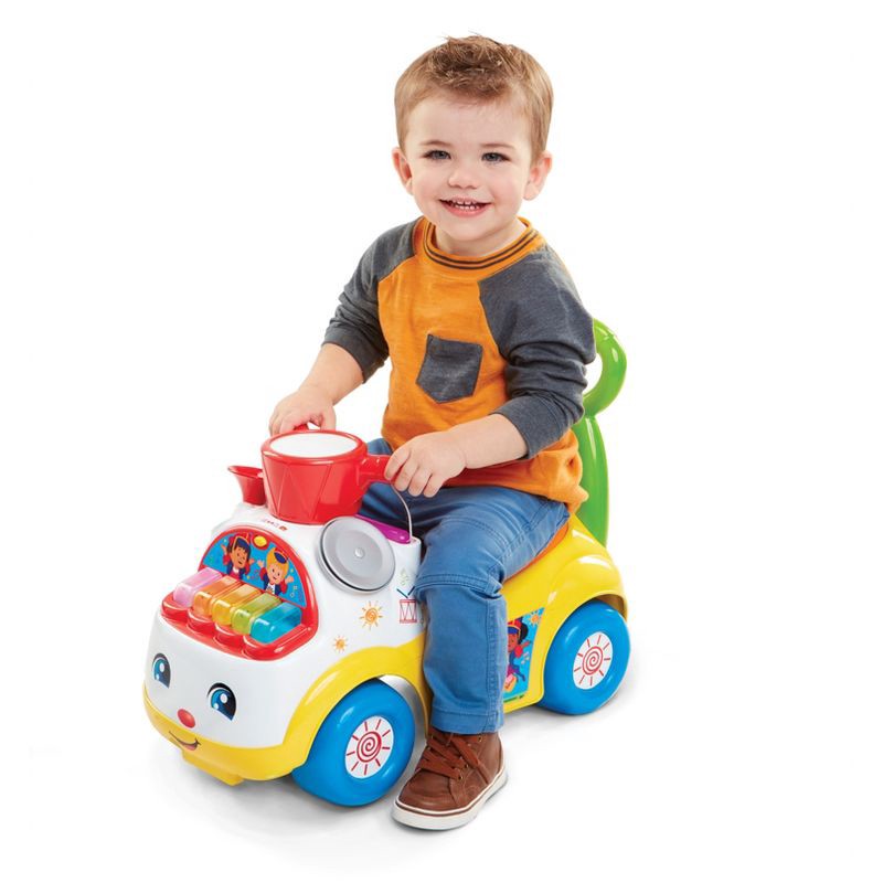 slide 1 of 8, Fisher-Price Little People Music Parade Ride-On with Lights, Sounds, Storage and Walking Bar - Yellow, 1 ct