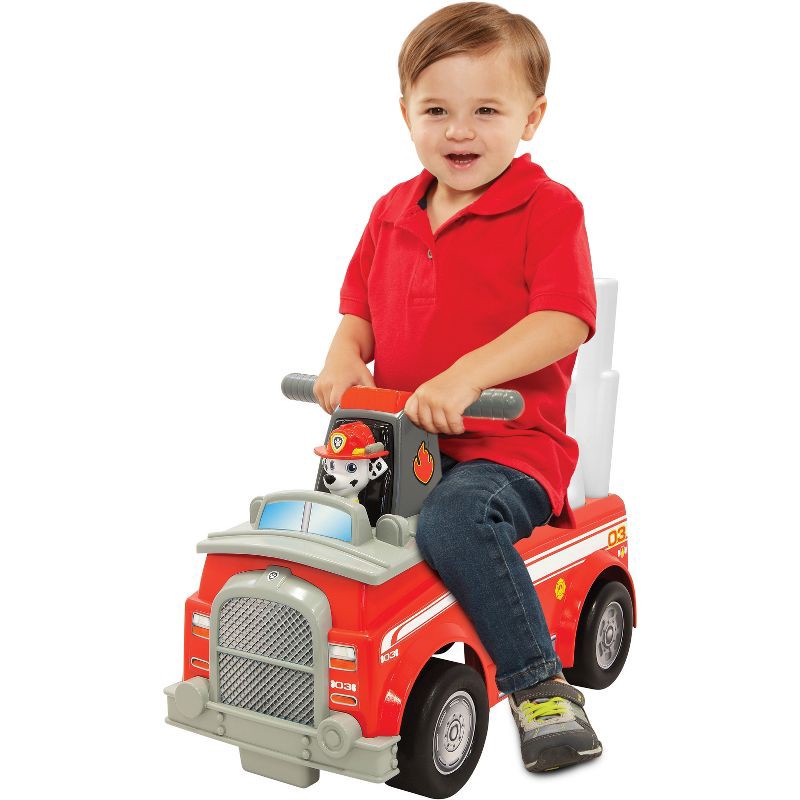 slide 2 of 3, Nick Jr. Paw Patrol Marshall Fire Truck Kids' Ride-On with Lights, Sounds, Storage and Walking Bar, 1 ct