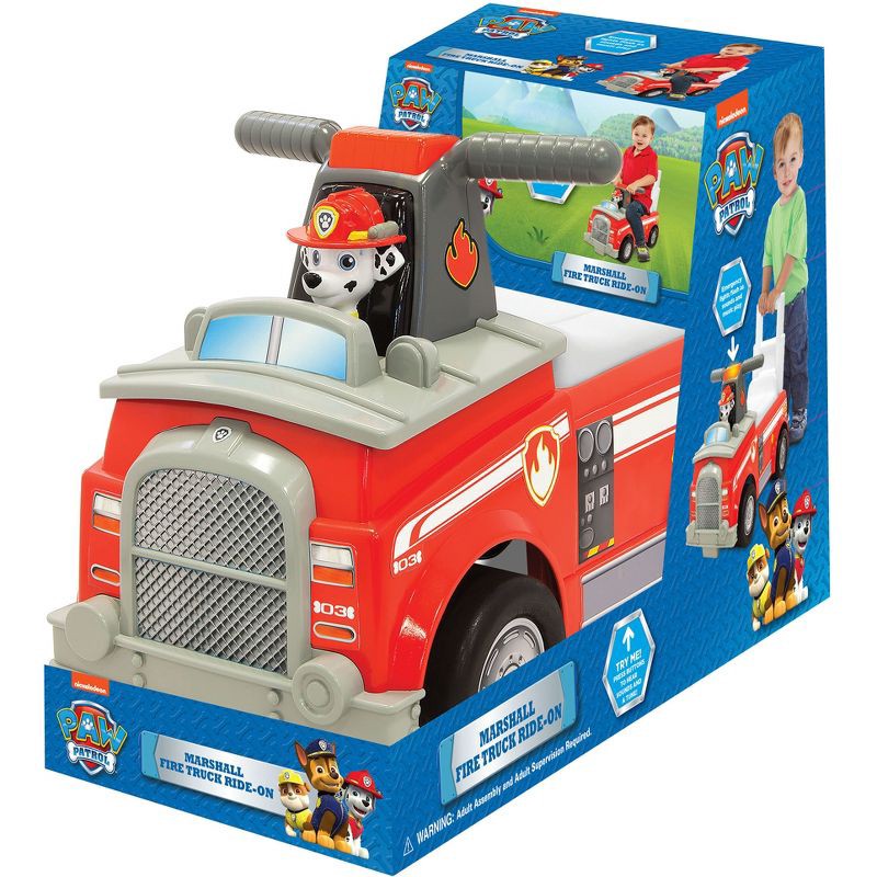 slide 3 of 3, Nick Jr. Paw Patrol Marshall Fire Truck Kids' Ride-On with Lights, Sounds, Storage and Walking Bar, 1 ct
