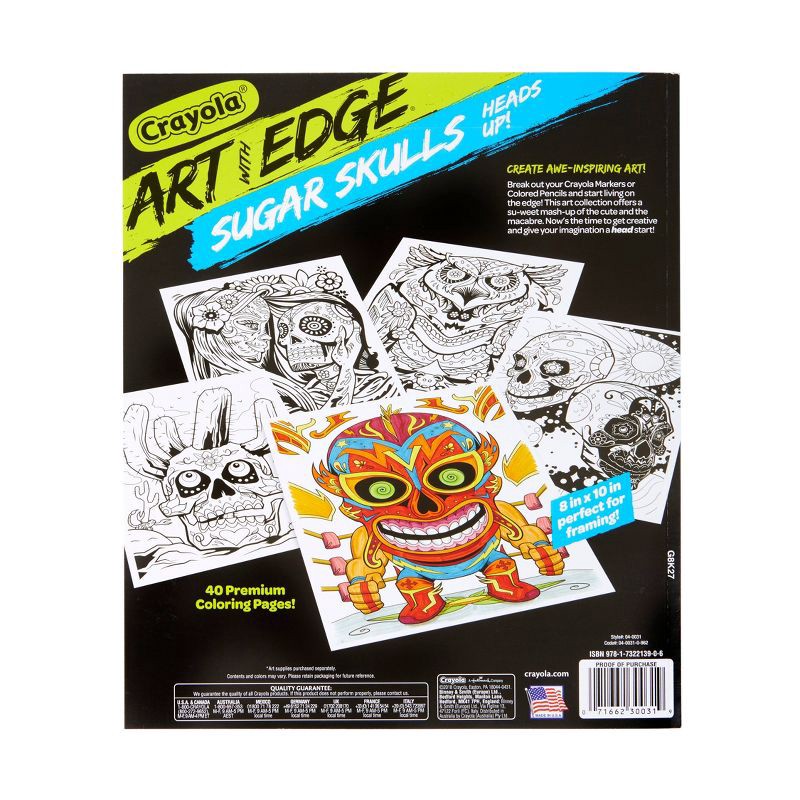 slide 4 of 11, Crayola Art with Edge Sugar Skulls Coloring Book: Creative Kids & Adult Pages, Perforated, 32 Pages, 10"x8.5", 1 ct