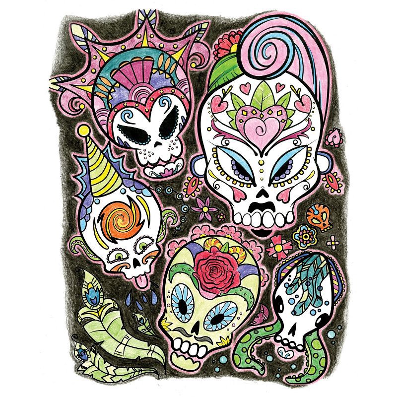 slide 5 of 11, Crayola Art with Edge Sugar Skulls Coloring Book: Creative Kids & Adult Pages, Perforated, 32 Pages, 10"x8.5", 1 ct