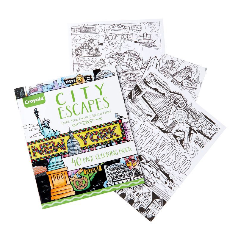 slide 2 of 4, Crayola 40pg City Escapes Coloring Book: Creative Thinking for Children, 10" x 8.5", 40 Pages, No Choking Hazard, 1 ct