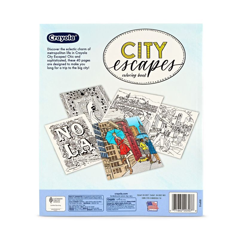slide 5 of 5, Crayola 40pg City Escapes Coloring Book: Creative Thinking for Children, 10" x 8.5", 40 Pages, No Choking Hazard, 1 ct
