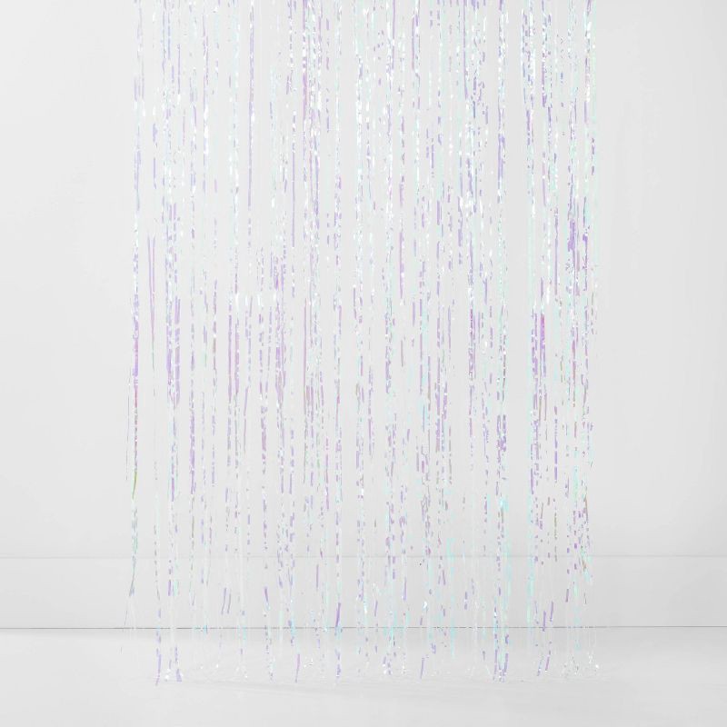 slide 1 of 3, 8'x3' Holographic Fringe Backdrop Party Banner - Spritz™, 1 ct