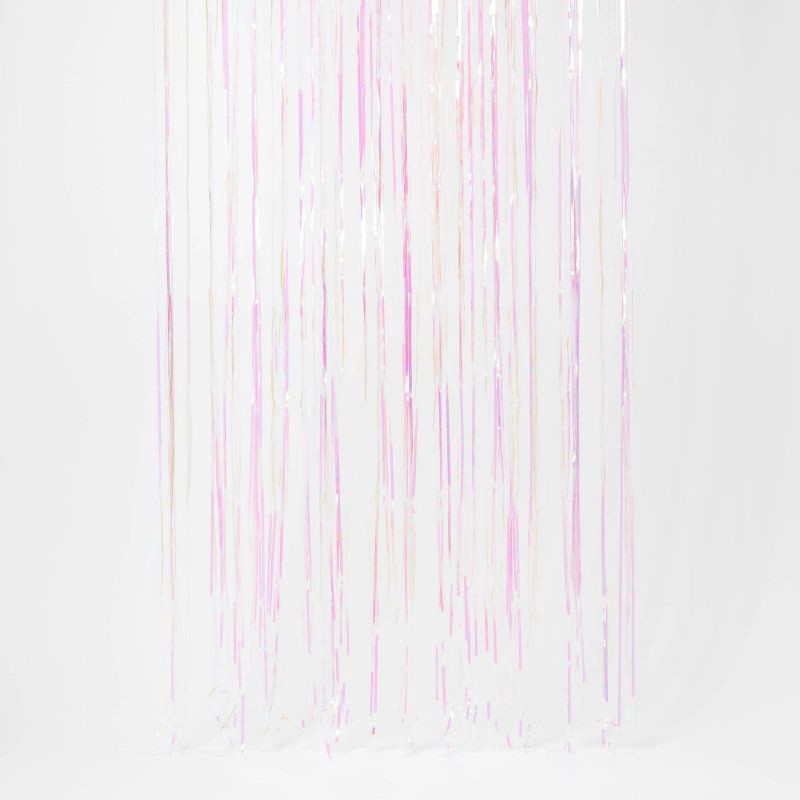 slide 1 of 3, 8'x3' Holographic Fringe Backdrop Party Banner - Spritz™, 1 ct