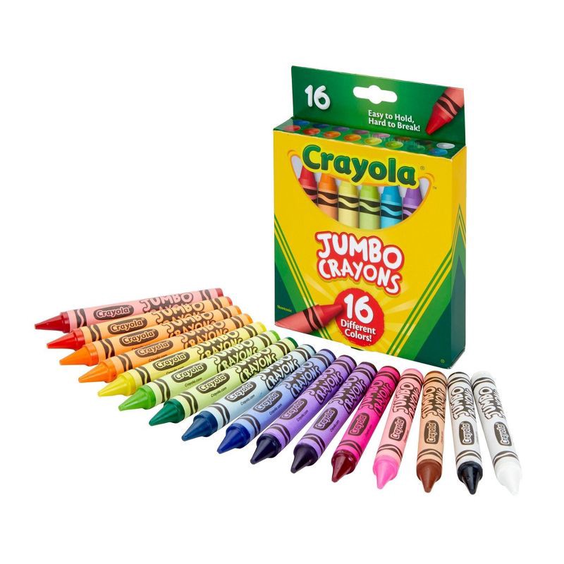 slide 2 of 5, Crayola 16ct Jumbo Crayons Toddler School Supplies Elementary Classroom Must Haves Large Crayons for Coloring Ages 3+, 16 ct