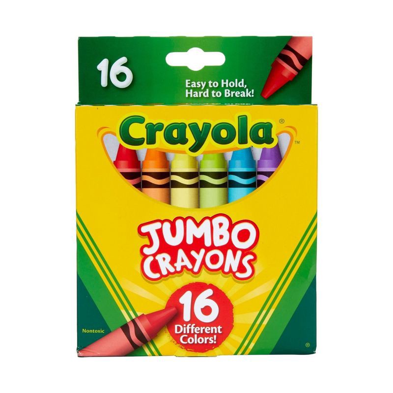 slide 1 of 5, Crayola 16ct Jumbo Crayons Toddler School Supplies Elementary Classroom Must Haves Large Crayons for Coloring Ages 3+, 16 ct