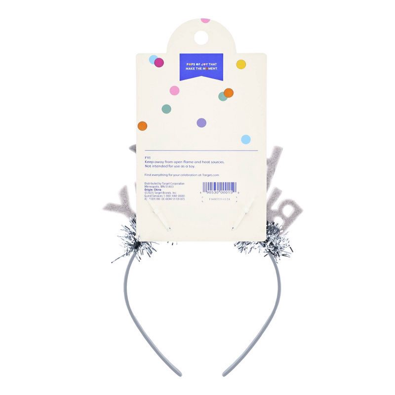 slide 3 of 4, "Happy Birthday" Party Headband Silver - Spritz™, 1 ct