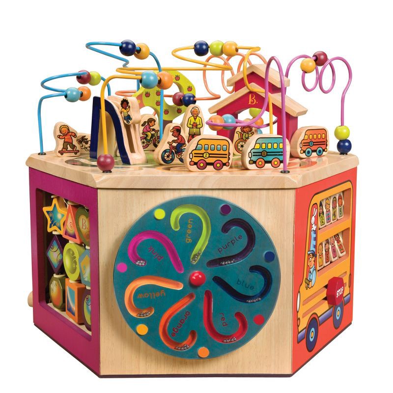 slide 1 of 7, B. toys Wooden Activity Cube - Youniversity, 1 ct