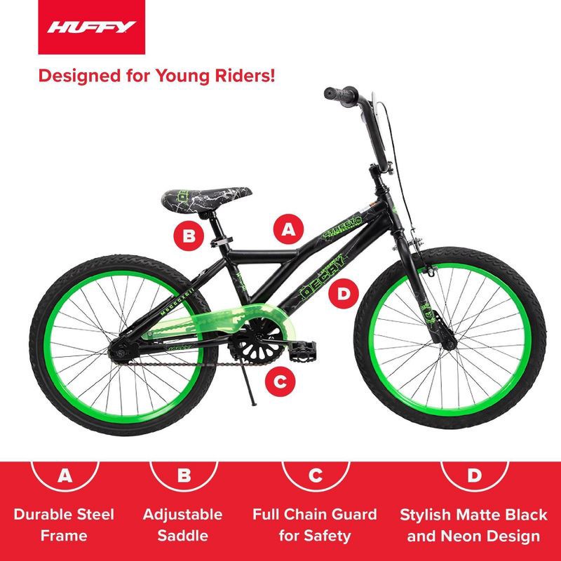 slide 8 of 9, Huffy Decay Kids' Bike - 20" Wheels - Single-Speed - Black/Neon Green, 1 ct