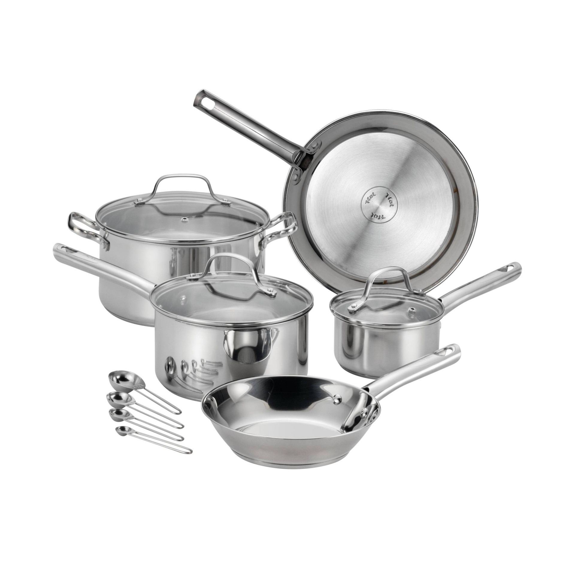 slide 1 of 12, T-fal Performa Stainless Steel Cookware, 14pc Set, Silver, 14 ct