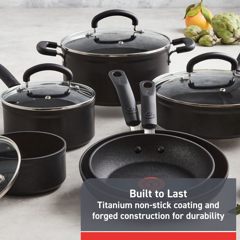 slide 2 of 6, T-fal 12pc Expert Forged Nonstick Cookware Set Black, 12 ct