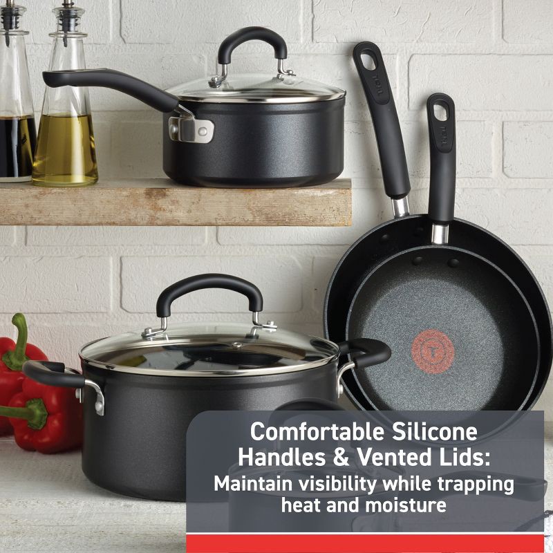 slide 4 of 6, T-fal 12pc Expert Forged Nonstick Cookware Set Black, 12 ct