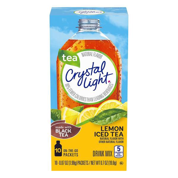 slide 1 of 6, Crystal Light Lemon Iced Tea Naturally Flavored with other natural flavor Powdered Drink Mix, 120 ct Pack, 12 Boxes of 10 On-the-Go-Packets, 120 ct