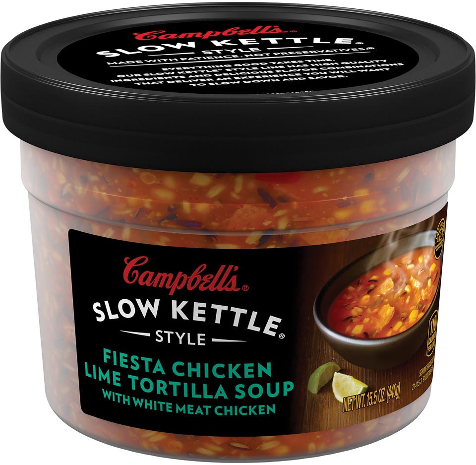 slide 1 of 1, Campbell's Slow Kettle Style Fiesta Chicken Lime Tortilla Soup, 15.5 oz