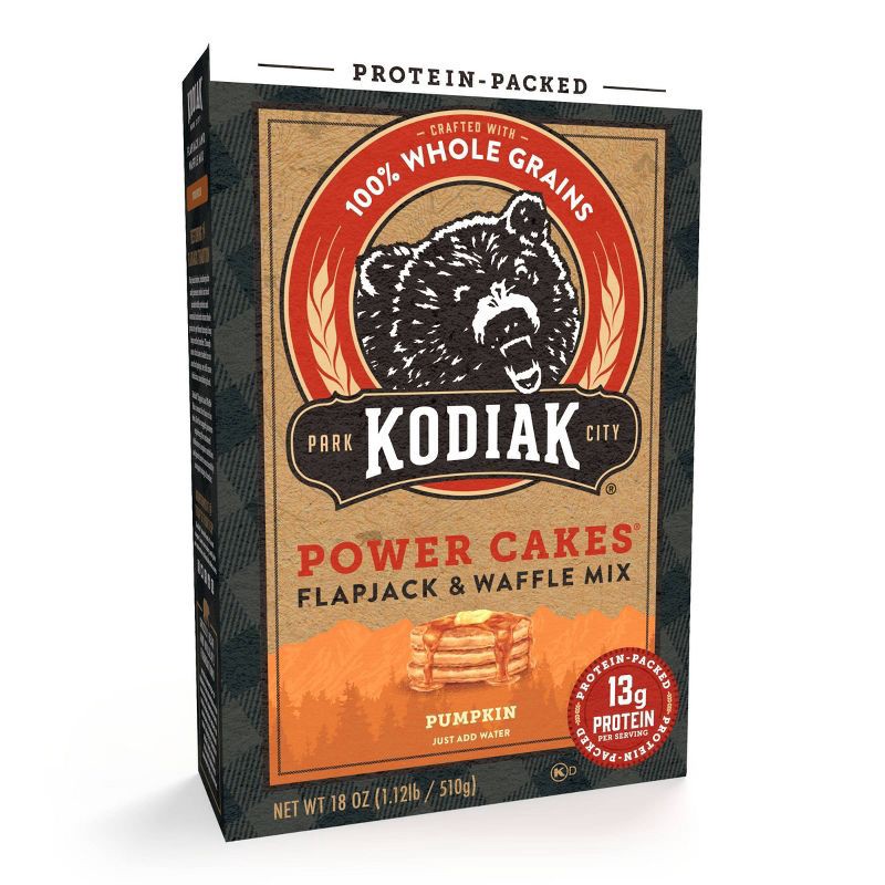 slide 3 of 8, Kodiak Cakes Kodiak Protein-Packed Pumpkin Flapjack & Waffle Mix - 18oz, 18 oz