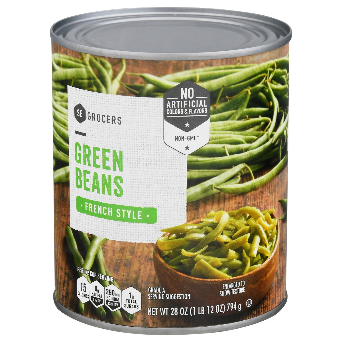 slide 7 of 11, SE Grocers Green Beans French Style, 28 oz