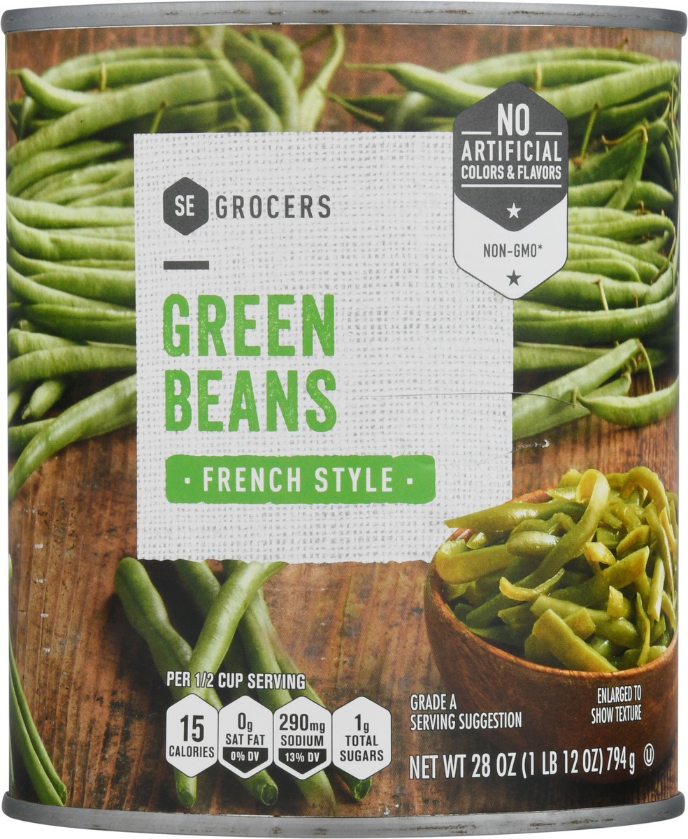 slide 5 of 11, SE Grocers Green Beans French Style, 28 oz