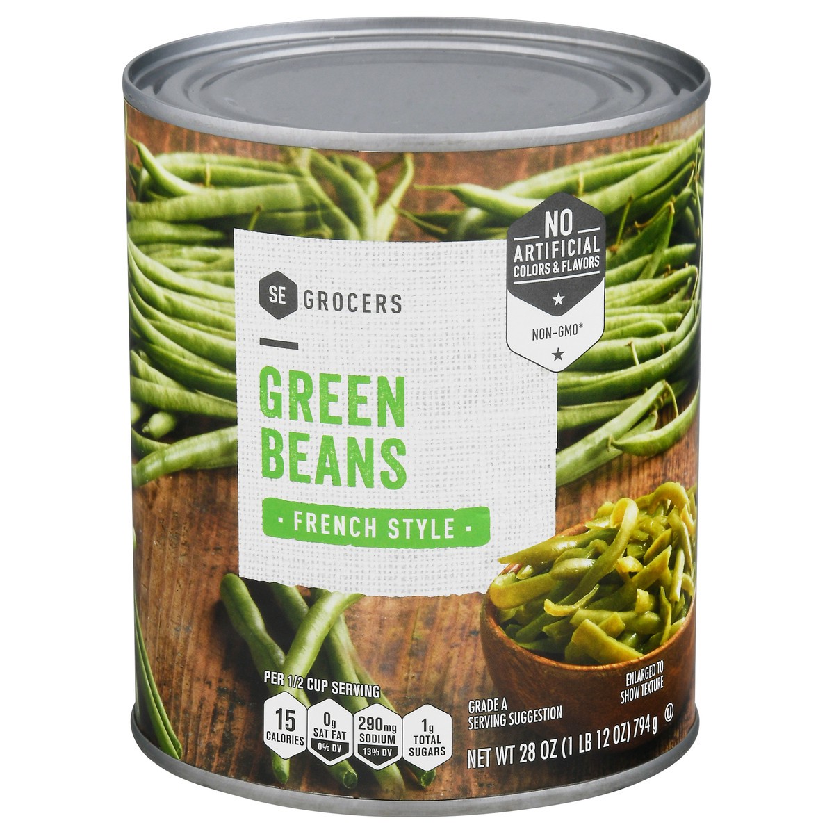 slide 9 of 11, SE Grocers Green Beans French Style, 28 oz