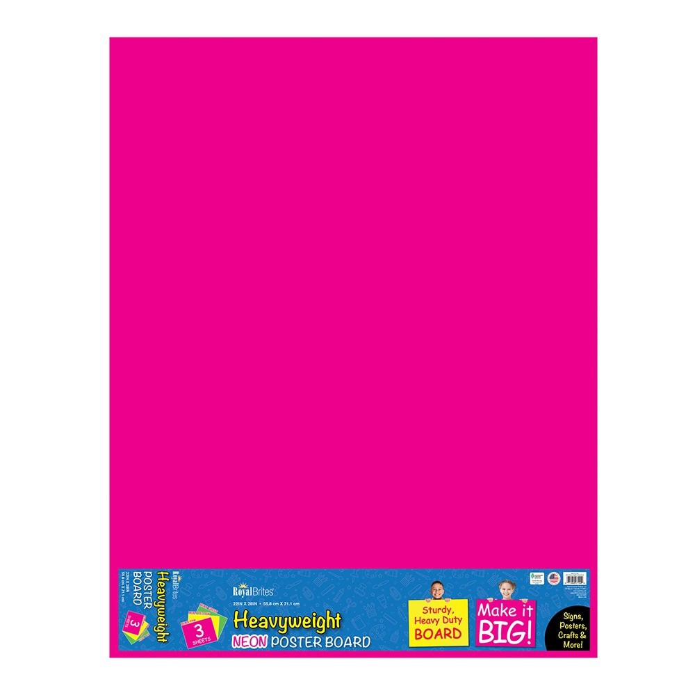 slide 1 of 1, Royal Brites Heavyweight Fluorescent Neon Poster Board Variety Pack, 22 in x 28 in