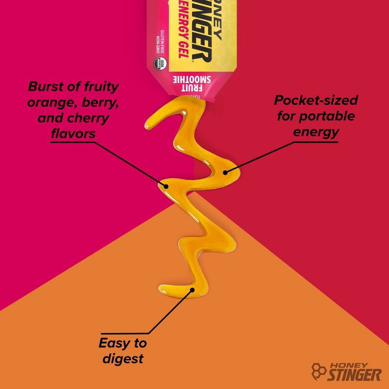 slide 4 of 6, Honey Stinger Organic Fruit Smoothie Energy Gel: Sports Performance, Endurance, 1.1 oz, 1.1 oz