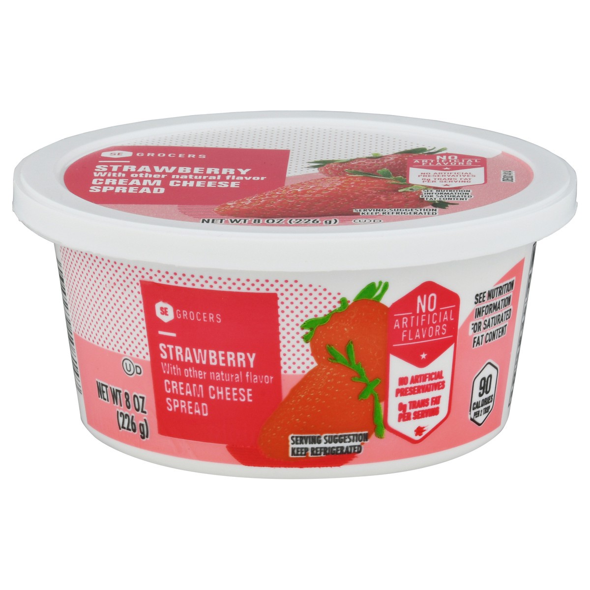 slide 1 of 9, SE Grocers Strwbrry Crm Chs Sp, 8 oz