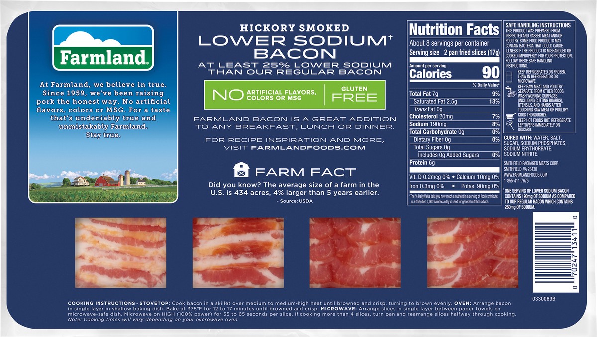 slide 2 of 3, Farmland Naturally Hickory Smoked Lower Sodium Classic Cut Bacon, 16 oz