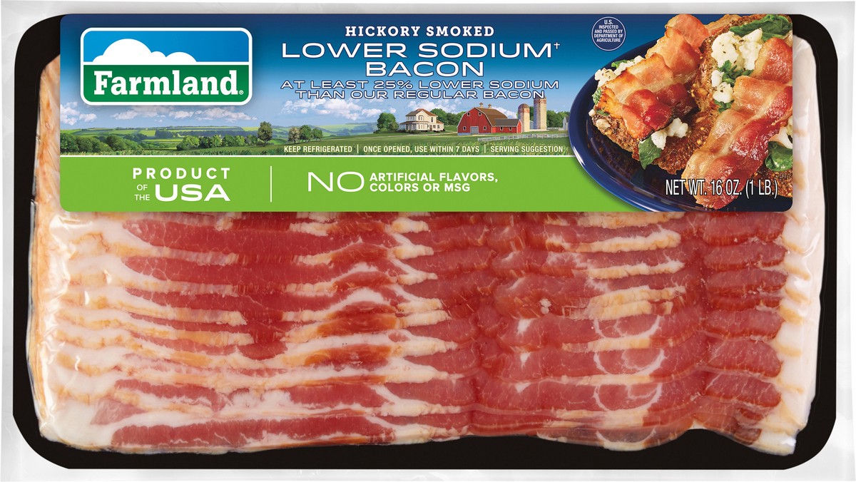 slide 3 of 3, Farmland Naturally Hickory Smoked Lower Sodium Classic Cut Bacon, 16 oz