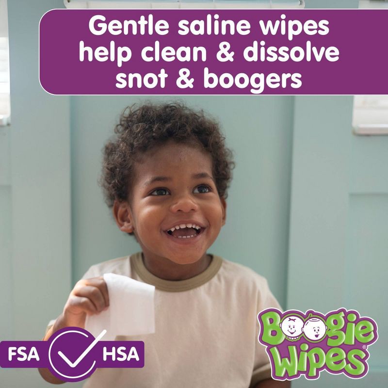 slide 3 of 8, Boogie Wipes Saline Nose & Face Wipes For On The Go in Fresh Scent - 20ct, 20 ct