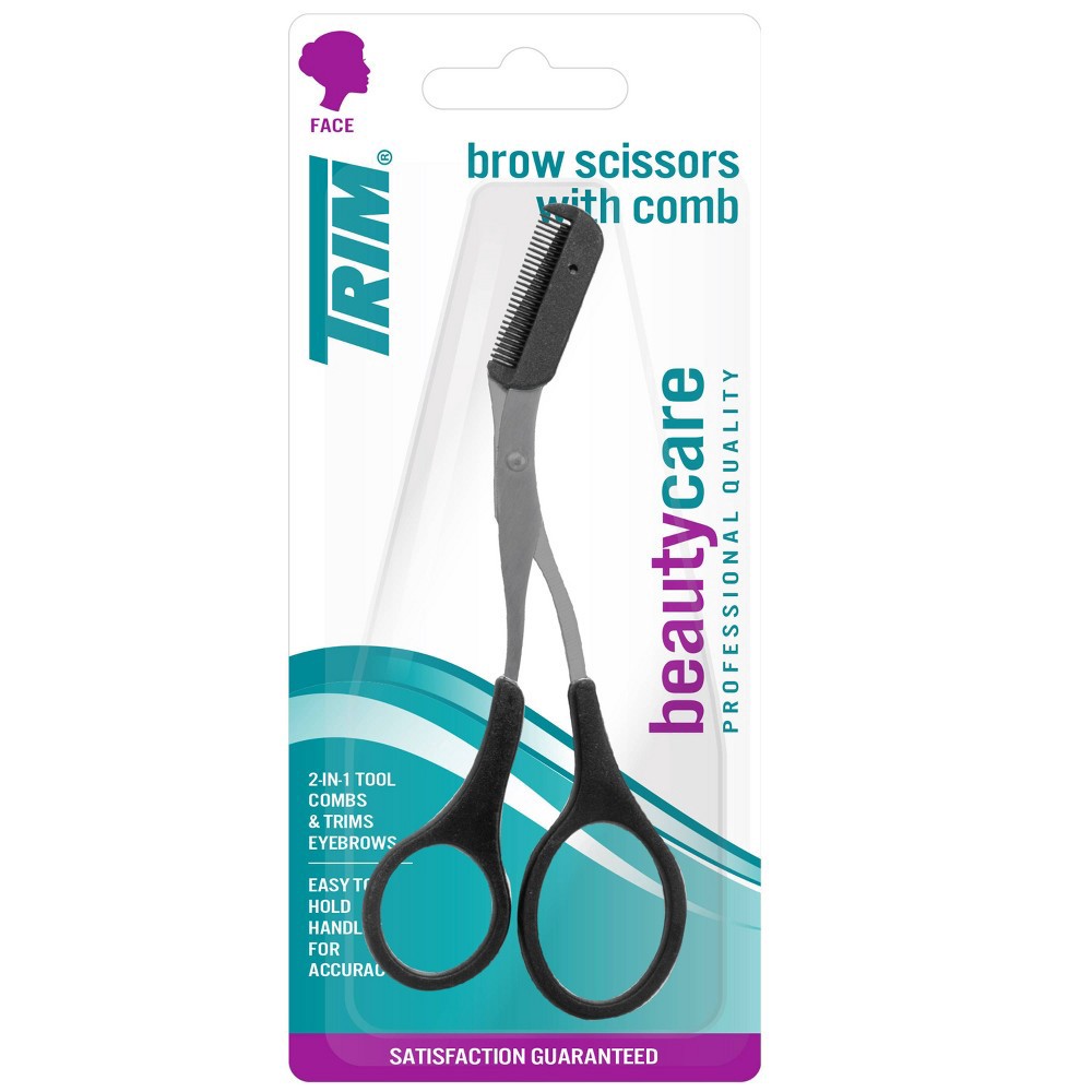 slide 2 of 3, Trim 2-in-1 Eye Brow Trimming Scissors with Comb, 1 ct