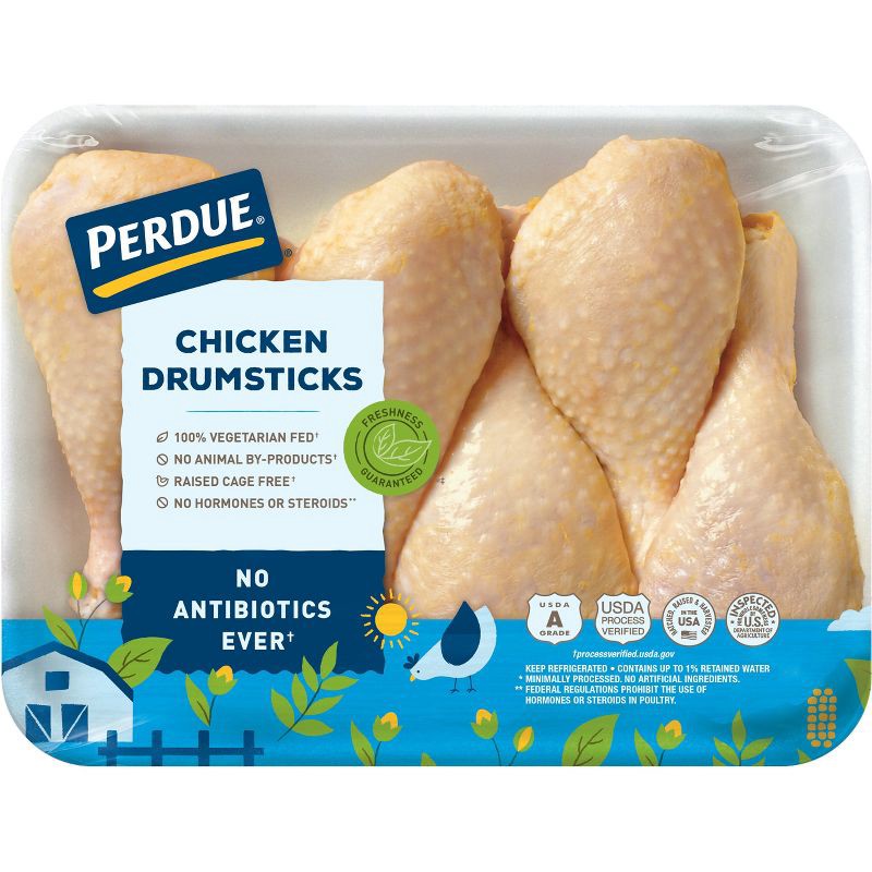 slide 1 of 5, Perdue Antibiotic Free Chicken Drumsticks - 1.6-2.2 lbs - price per lb, per lb