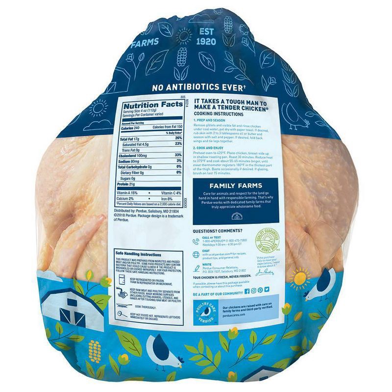 slide 2 of 5, Perdue Whole Young Chicken Antibiotic Free - 5-6.25 lbs - price per lb, per lb