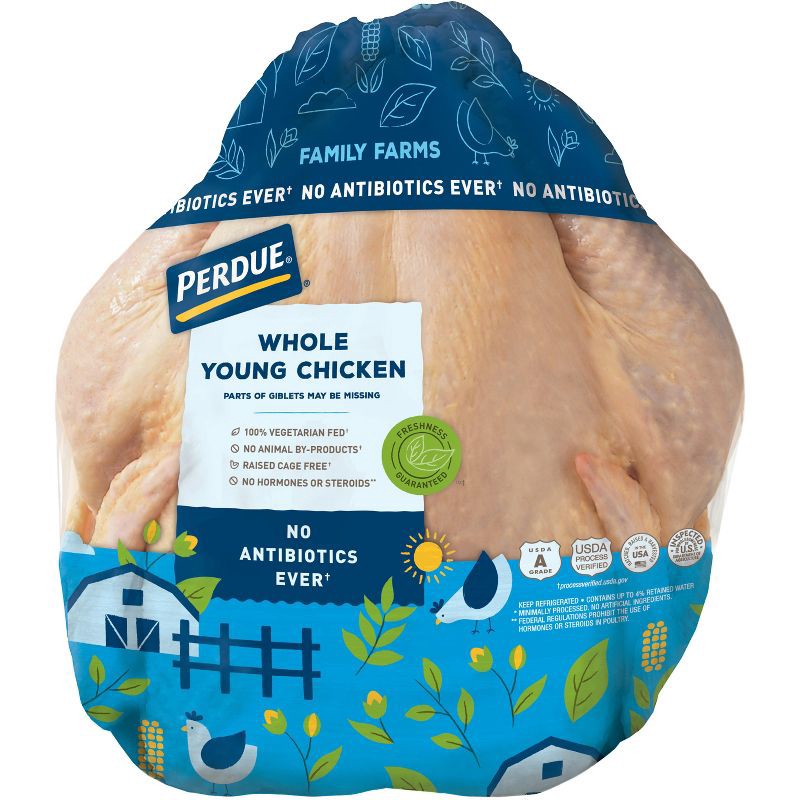 slide 1 of 5, Perdue Whole Young Chicken Antibiotic Free - 5-6.25 lbs - price per lb, per lb