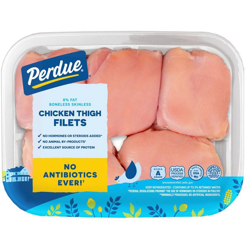 slide 1 of 5, Perdue Boneless & Skinless Antibiotic Free Chicken Thigh Filets - 1.4-2.2lbs - price per lb, per lb