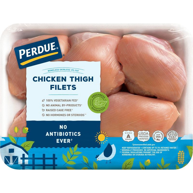 slide 1 of 5, Perdue Boneless & Skinless Antibiotic Free Chicken Thigh Filets - 1.4-2.2 lbs - price per lb, per lb