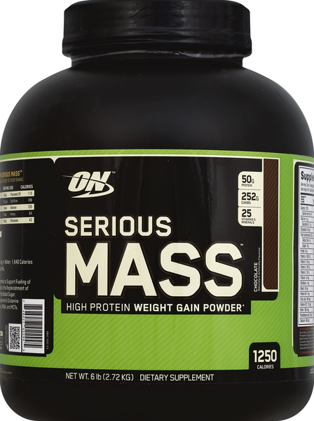 slide 1 of 1, Optimum Nutrition On Serious Mass Chocolate, 96 oz