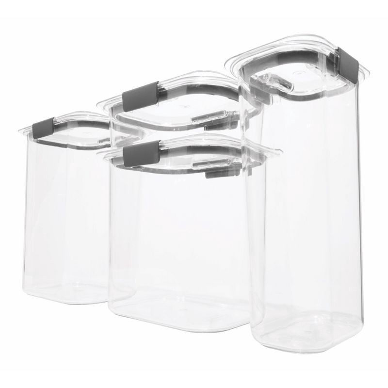 slide 2 of 3, Rubbermaid 8pc Brilliance Pantry Food Storage Container Set: BPA-Free, Clear, Dishwasher & Freezer Safe, 4 Containers with Lids, 8 ct