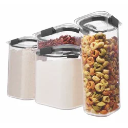 Rubbermaid 8pc Brilliance Pantry Food Storage Container Set: Clear, Dishwasher & Freezer Safe, 4 Containers with Lids