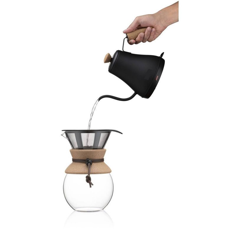 slide 4 of 7, Bodum 27oz Melior Goose Neck Electric Water Kettle Matte Black: Stainless Steel Tea Kettle with Ergonomic Handle, 1000W, 27 oz