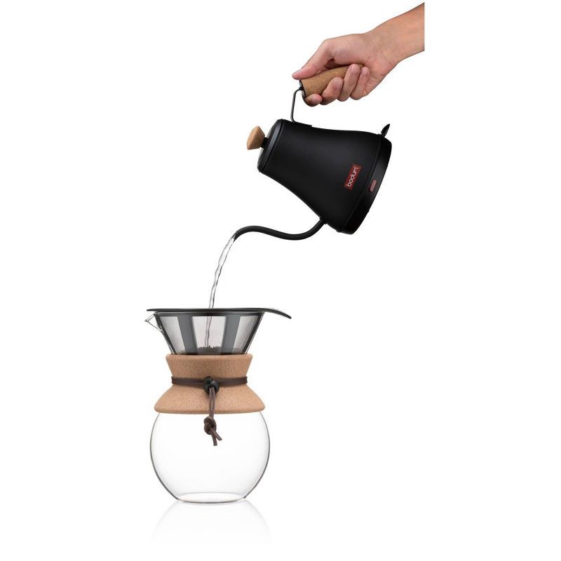 slide 7 of 7, Bodum 27oz Melior Goose Neck Electric Water Kettle Matte Black: Stainless Steel Tea Kettle with Ergonomic Handle, 1000W, 27 oz