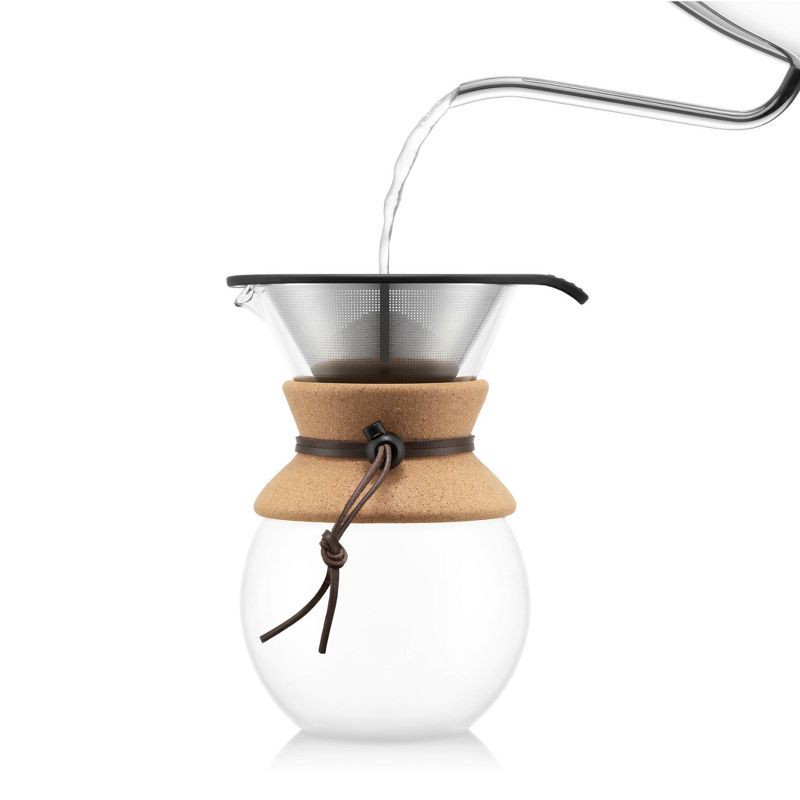 slide 3 of 7, Bodum 8 Cup 34oz Pour Over Coffee Maker: Drip Coffee Pot with Permanent Screen Filter, Cool Touch Handle, Dishwasher Safe, 34 oz
