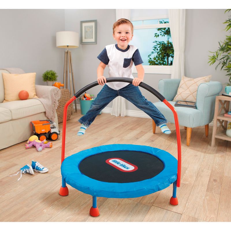 slide 2 of 5, Little Tikes 25'' Round Easy Store 3' Folding Trampoline - Blue/Black/Red, 1 ct