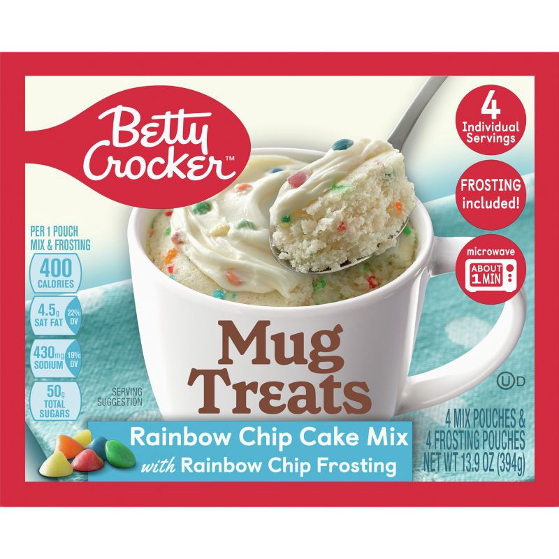 slide 2 of 11, Betty Crocker Mug Treats Rainbow Chip Cake Mix - 4ct/13.9oz, 4 ct, 13.9 oz