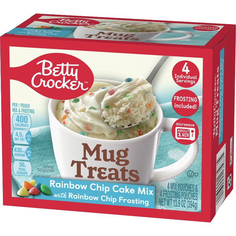 slide 3 of 11, Betty Crocker Mug Treats Rainbow Chip Cake Mix - 4ct/13.9oz, 4 ct, 13.9 oz