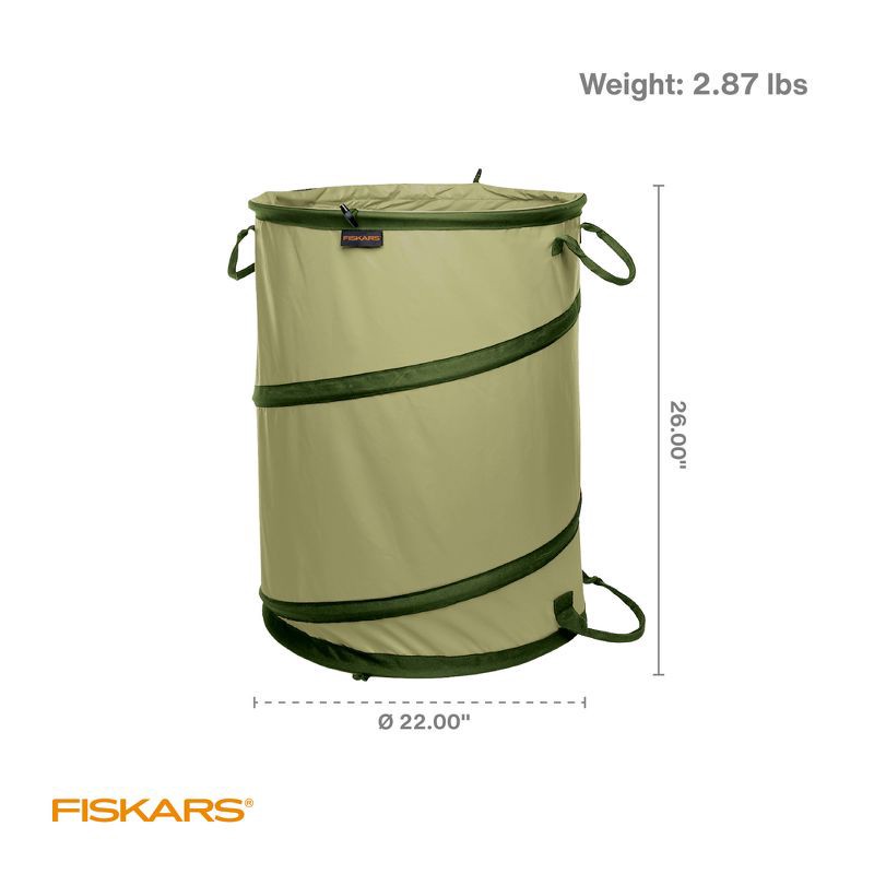 slide 7 of 8, Fiskars 30 gal Kangaroo Gardening Container Green: Durable Polyester Yard Waste Bag, No Assembly Required, 30 gal