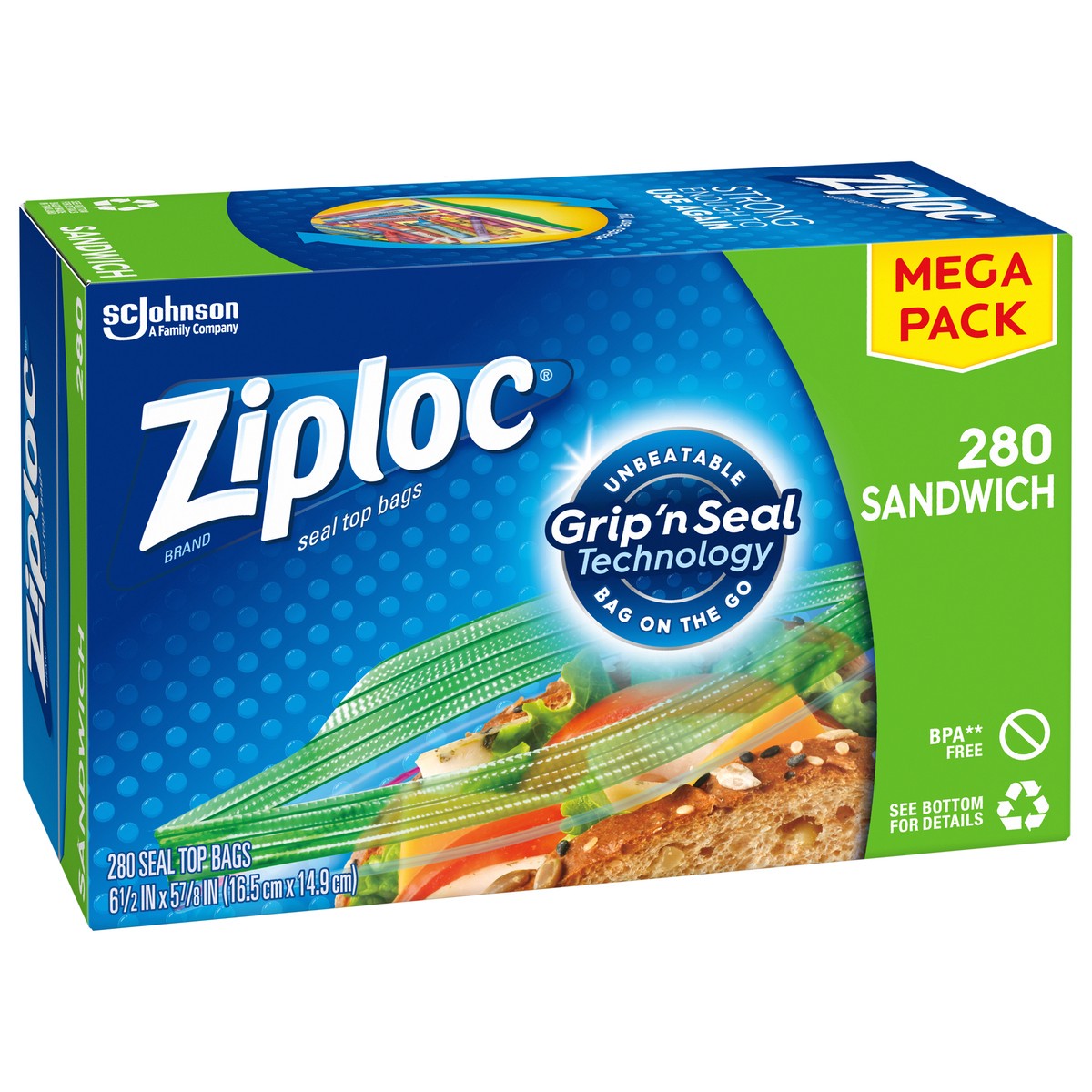 slide 8 of 9, Ziploc Brand Sandwich Bags, Plastic Sandwich Bags, 280 Count, 280 ct