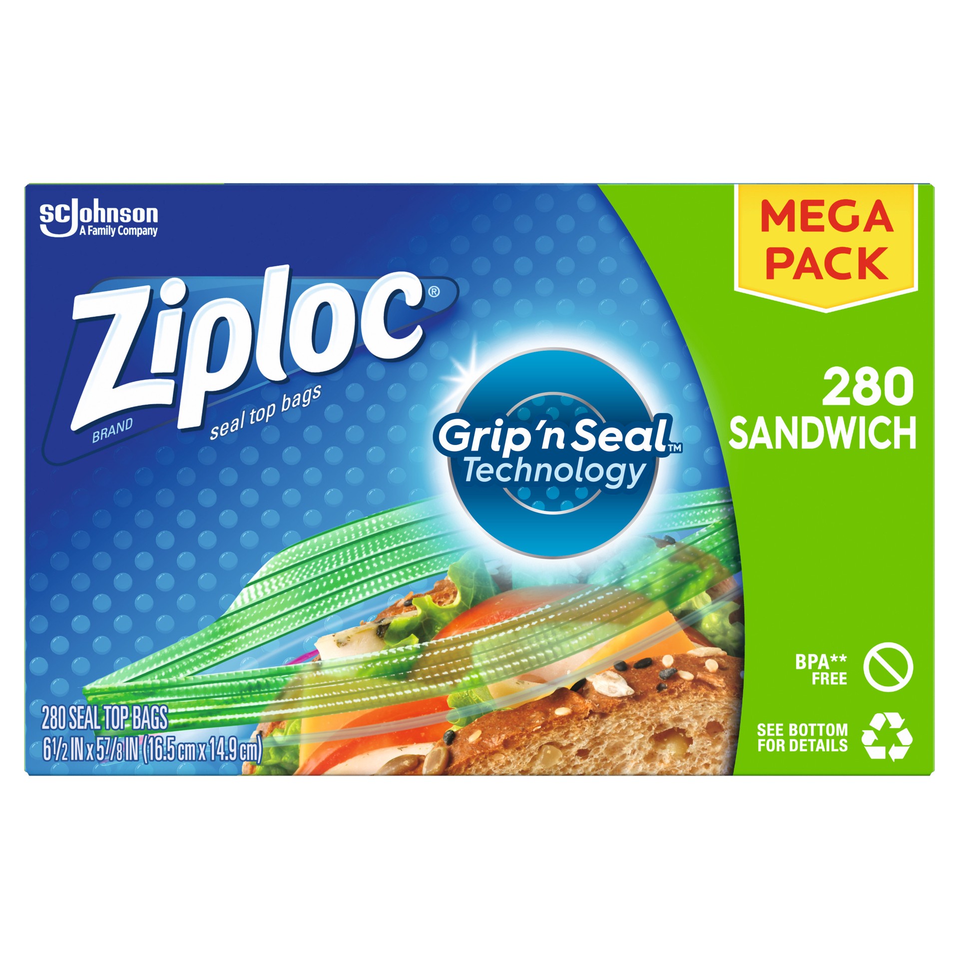 slide 1 of 9, Ziploc Brand Sandwich Bags, Plastic Sandwich Bags, 280 Count, 280 ct