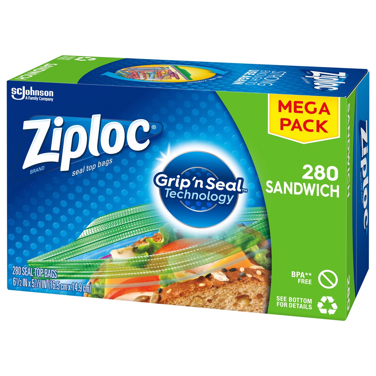 slide 3 of 9, Ziploc Brand Sandwich Bags, Plastic Sandwich Bags, 280 Count, 280 ct