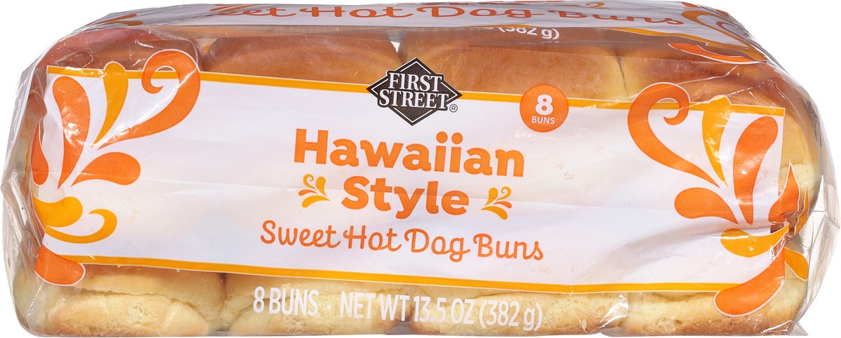 slide 10 of 14, First Street Hawaiian Hot Dog Bun, 13.52 oz